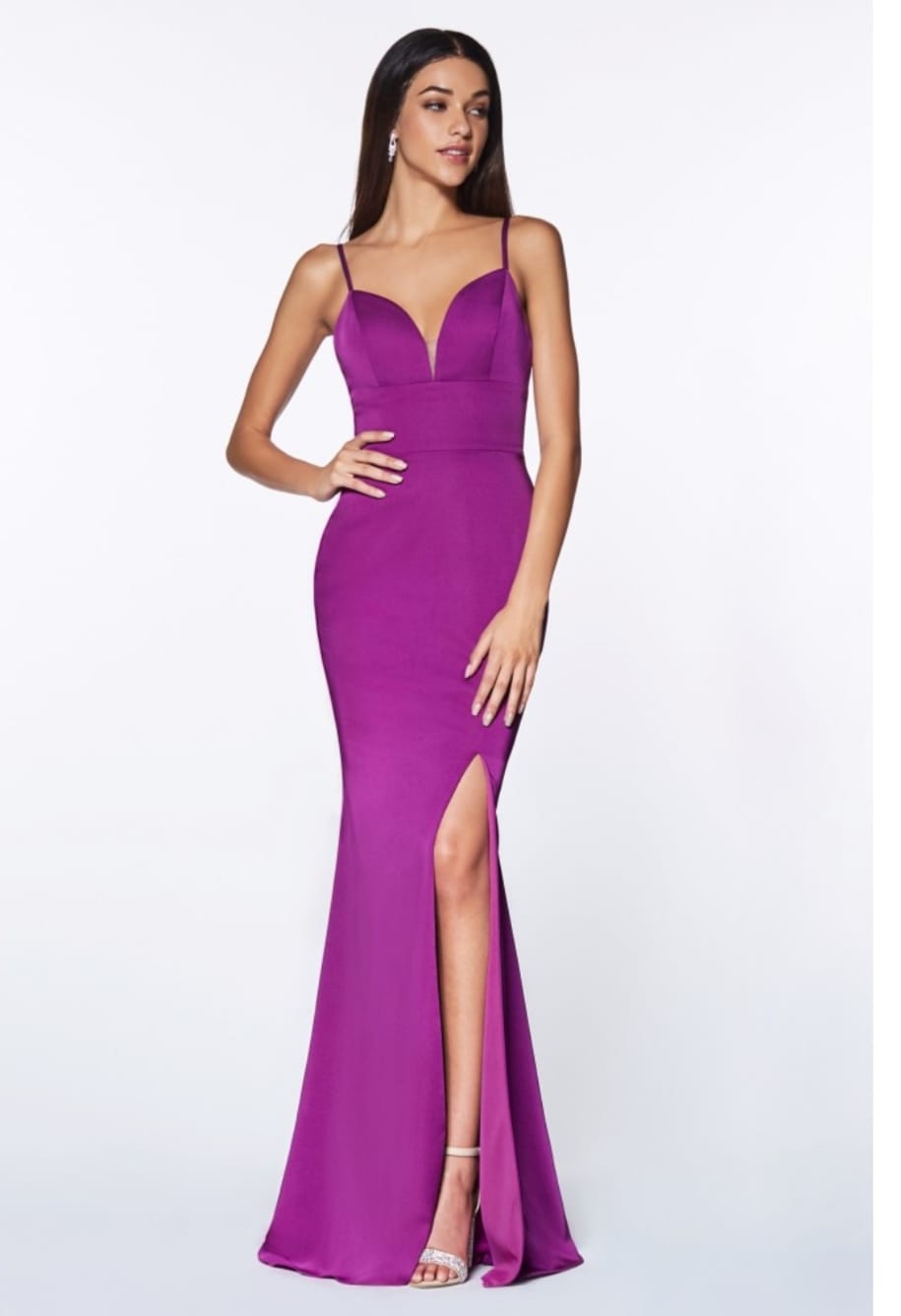 Vestido Magenta con Abierta en la Pierna