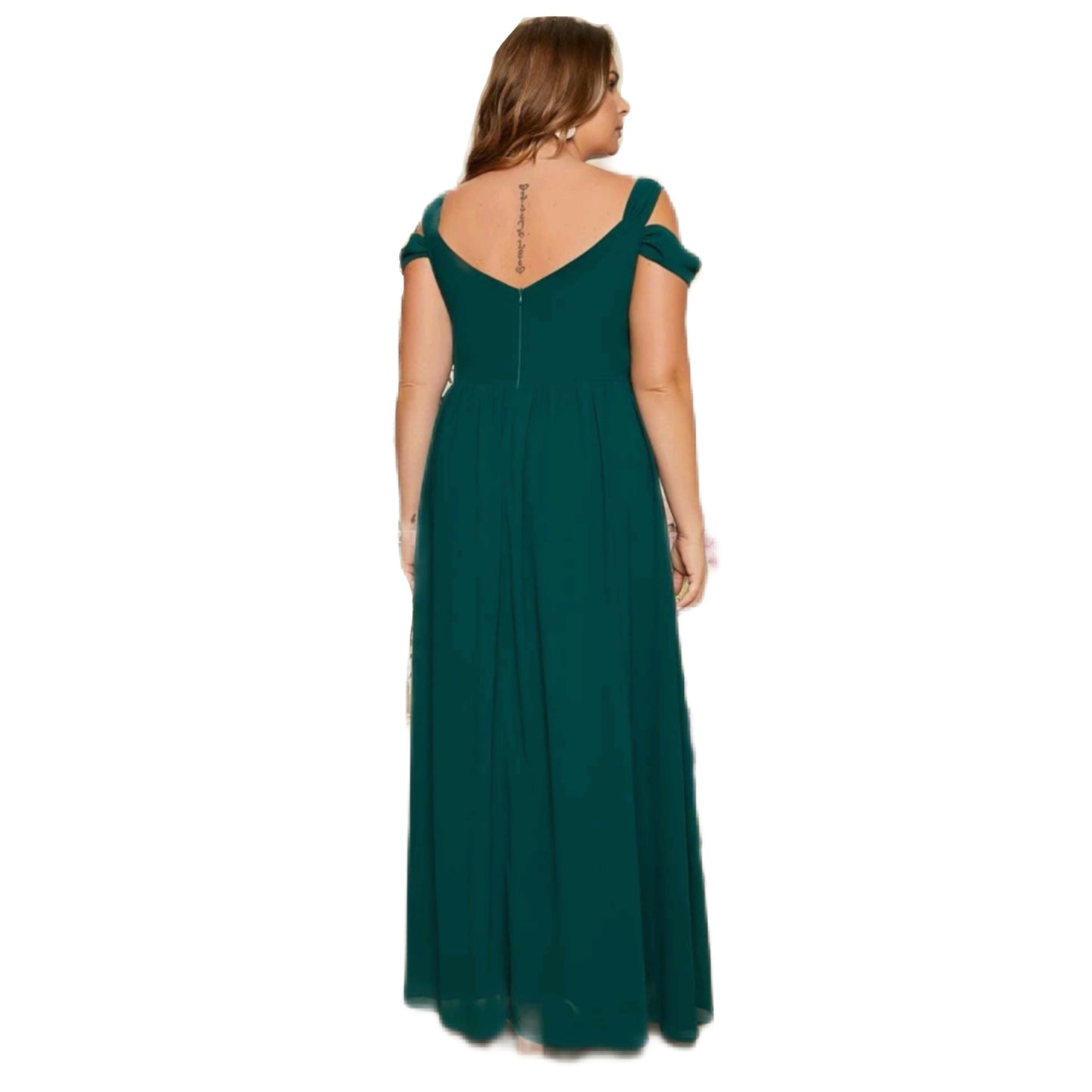 Vestido Verde Extra Grande Hombros Caídos