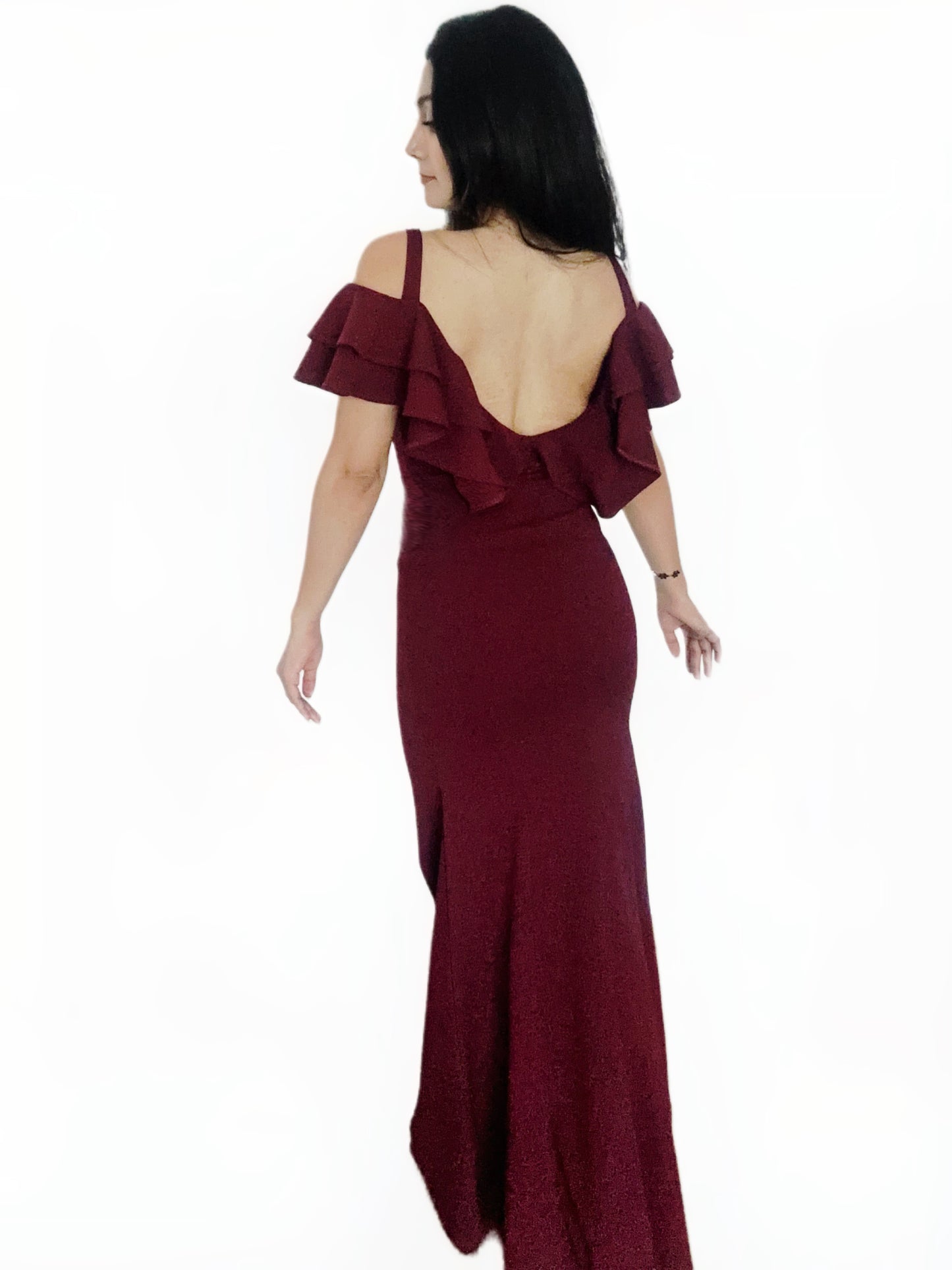 Vestido Espalda Escote con Olanes