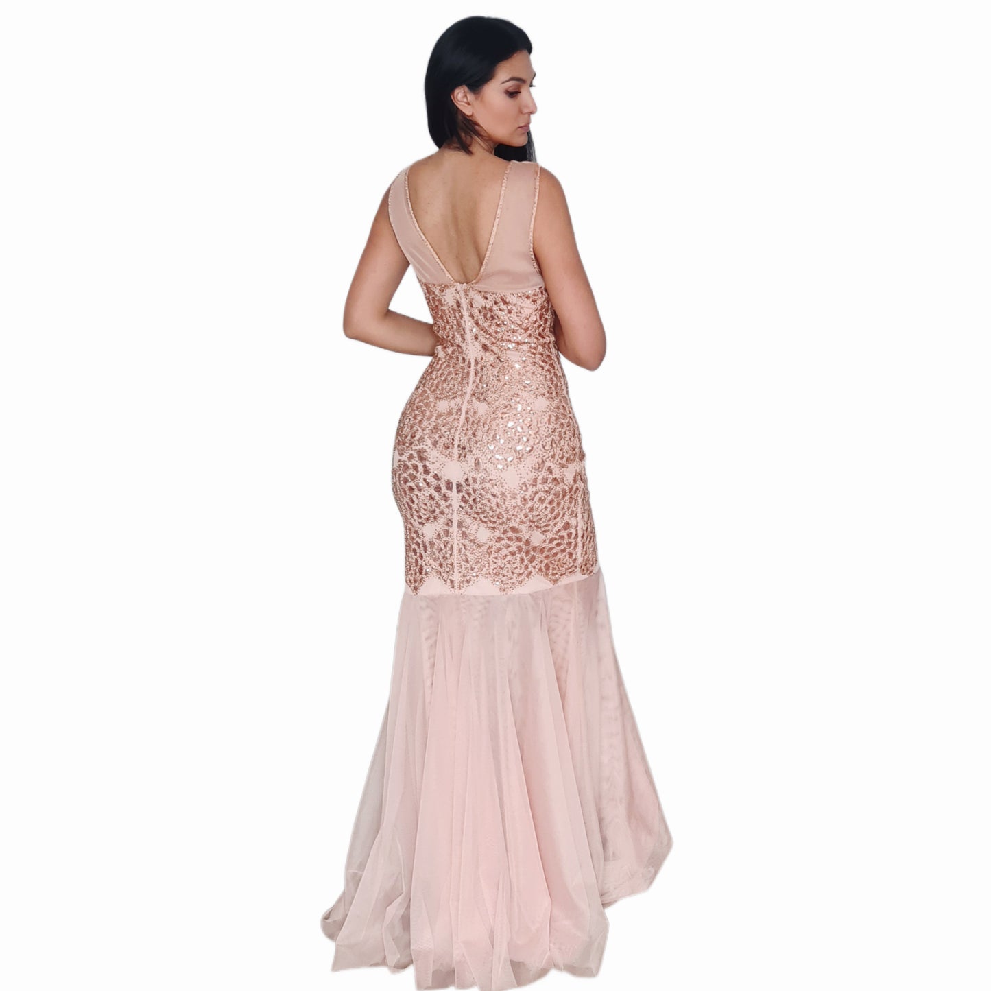 Vestido Rosa Gold corte Sirena