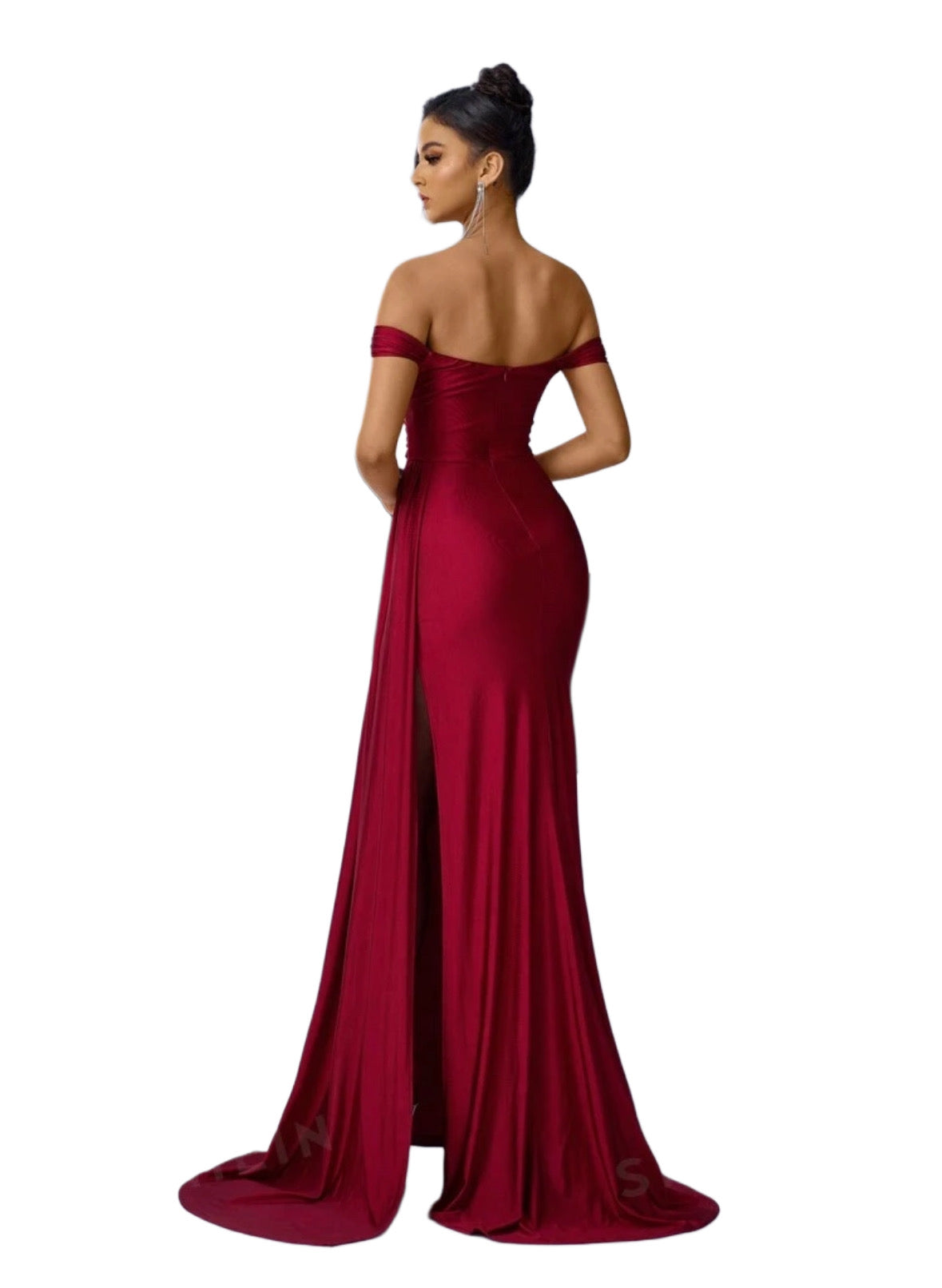 Vestido Largo Tinto con Abierta en la Pierna