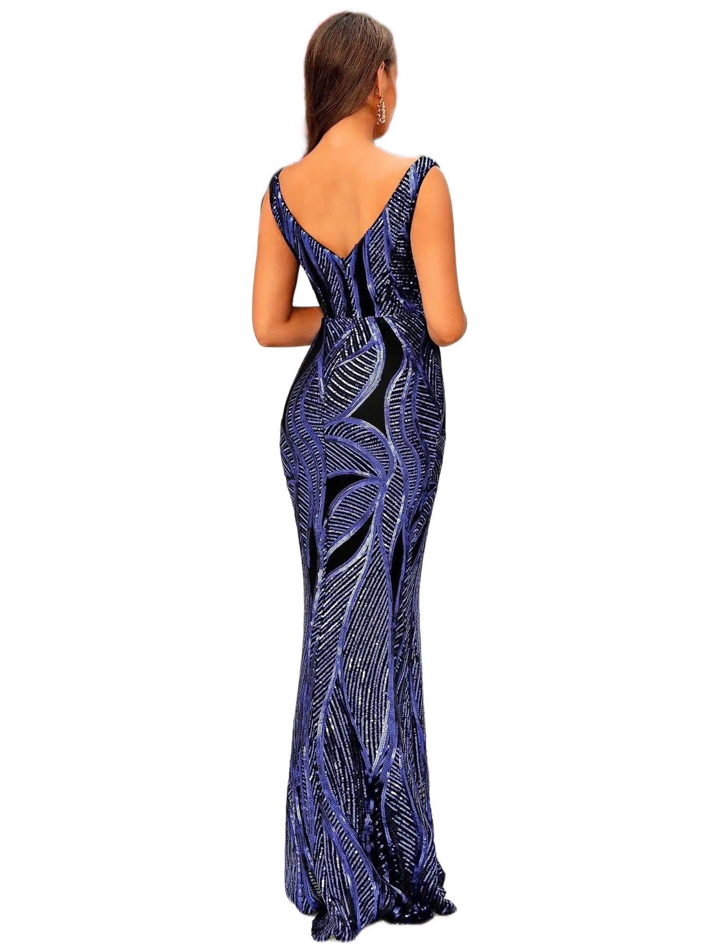 Vestido Largo Azul Marino de Lentejuelas