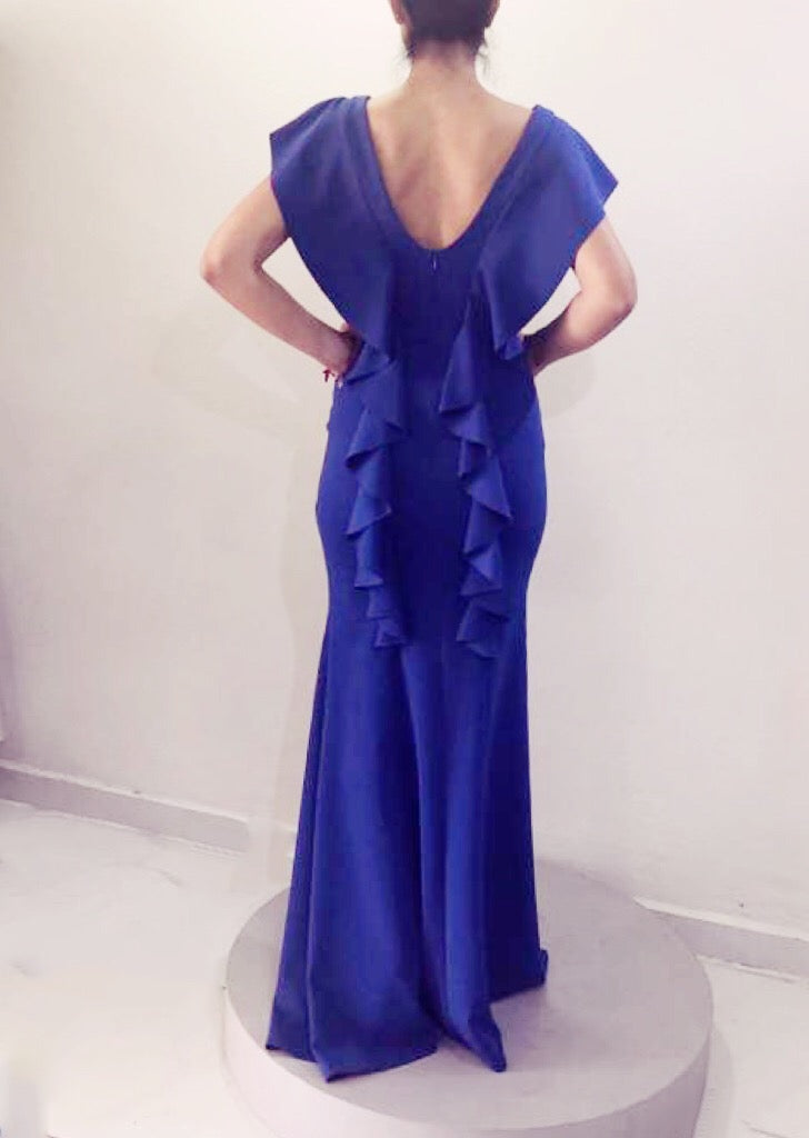 Vestido Azul Rey con Olanes Adelante y Atrás