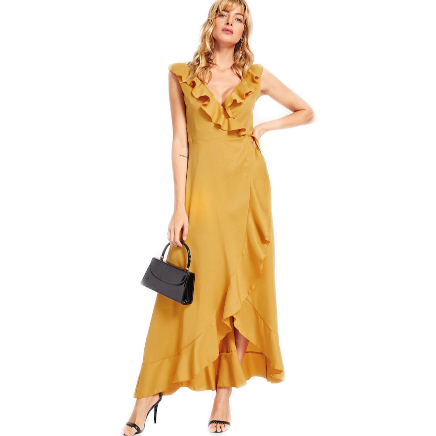 Vestido Amarillo Desnivel