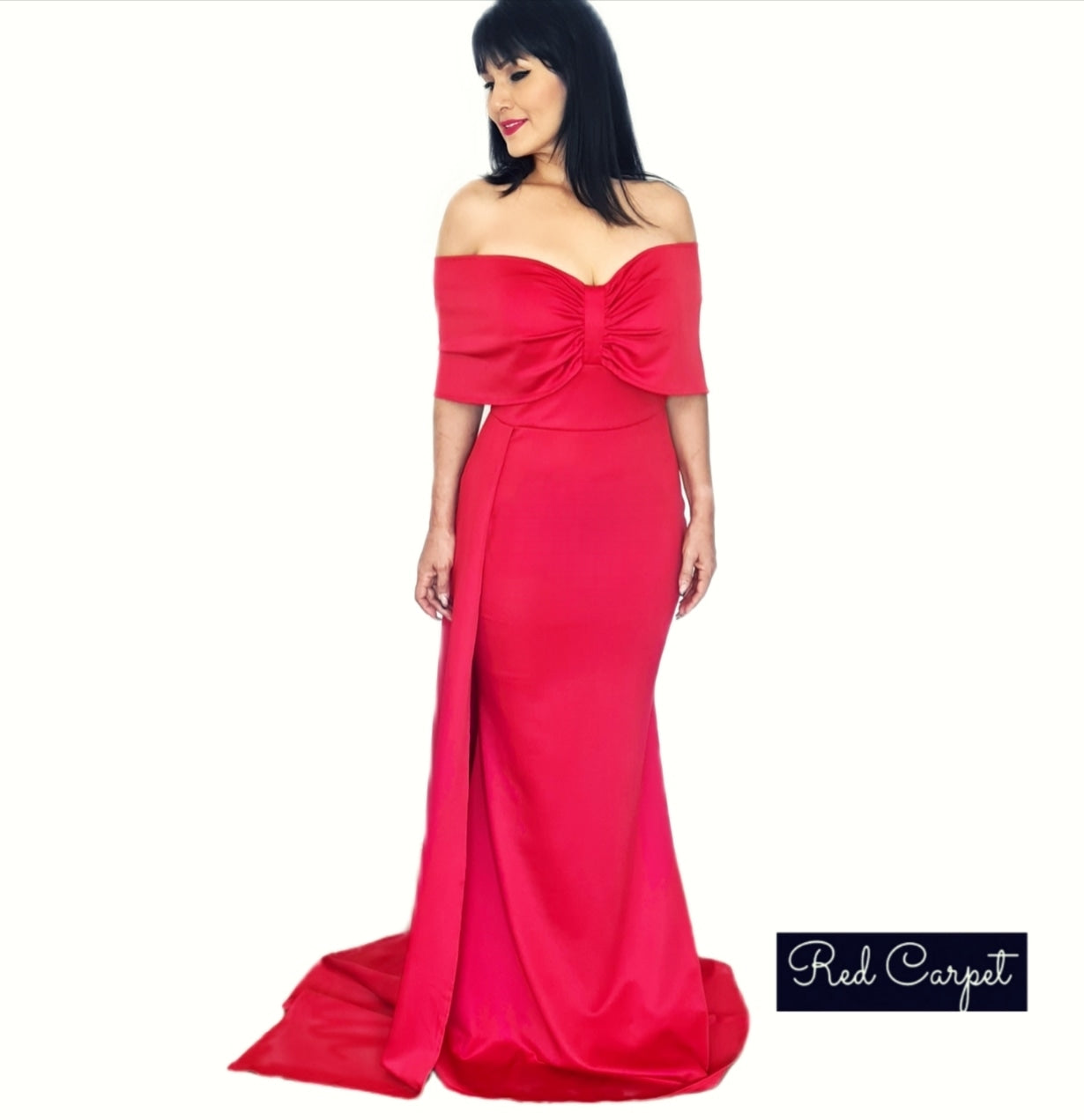 Vestido Largo Rojo con Moño en el Busto