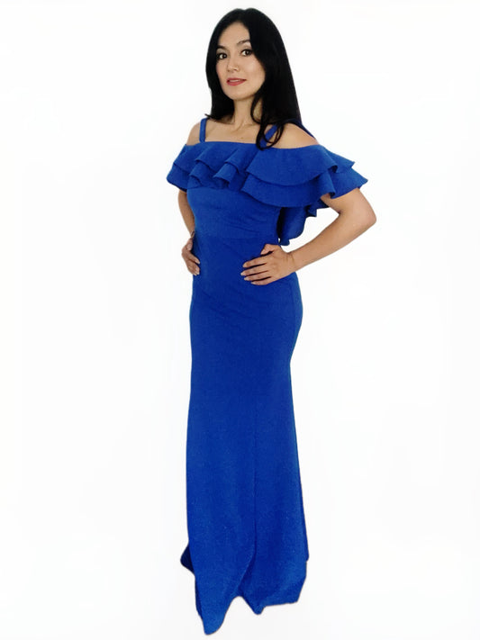 Vestido Espalda Escote con Olanes