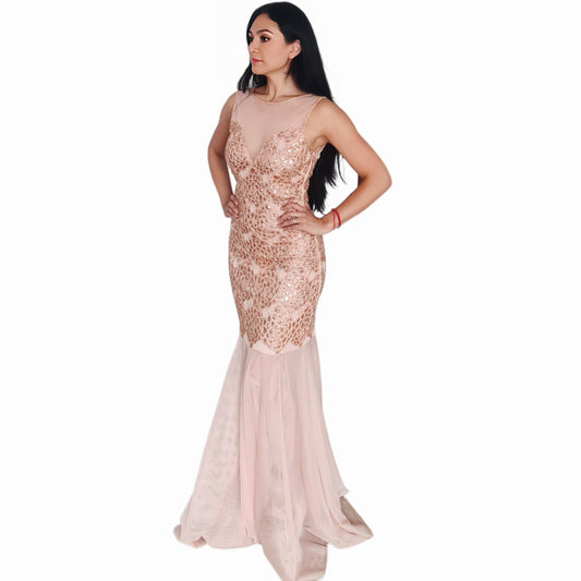 Vestido Rosa Gold corte Sirena