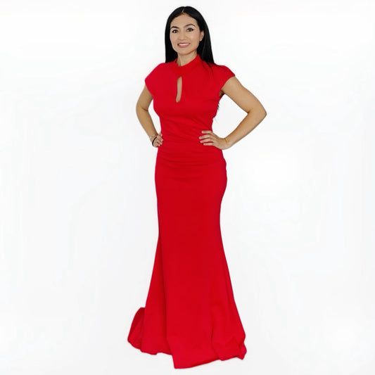 Vestido Rojo Halter Cola de Olan