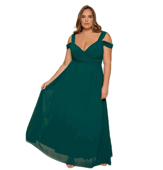 Vestido Verde Extra Grande Hombros Caídos