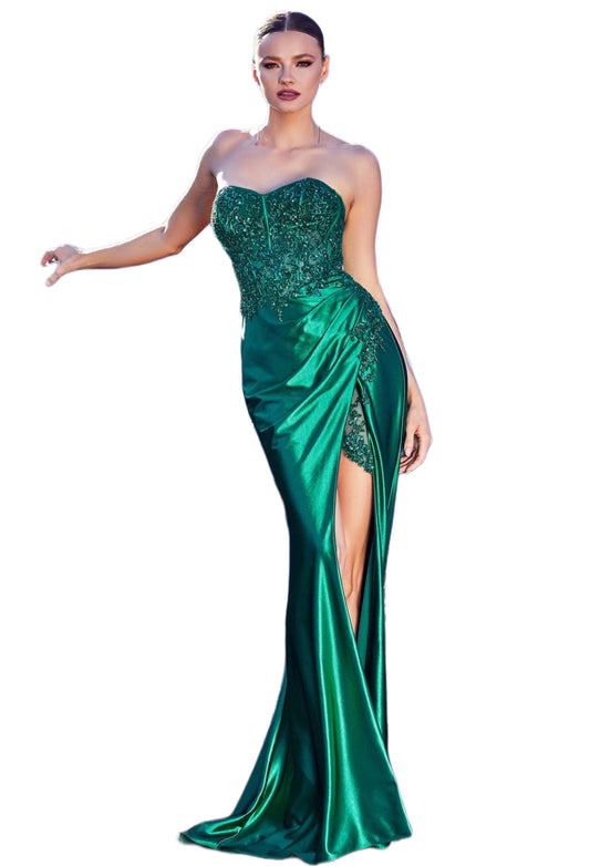Vestido Largo Verde con Corset de Pedrería
