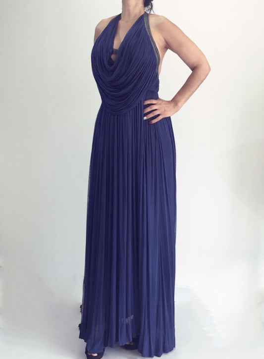 Vestido Azul Marino con Cadenas