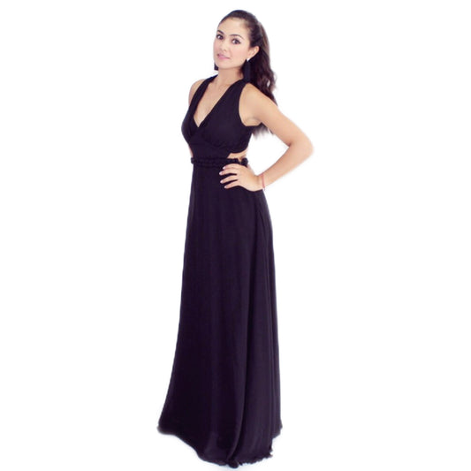 Vestido Negro Cruzado en la Espalda