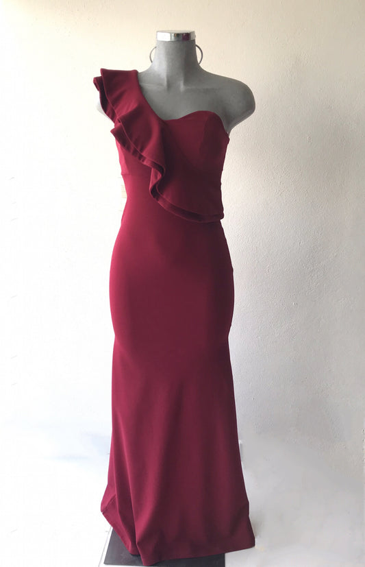 Vestido Tinto Escote de Medio Corazón