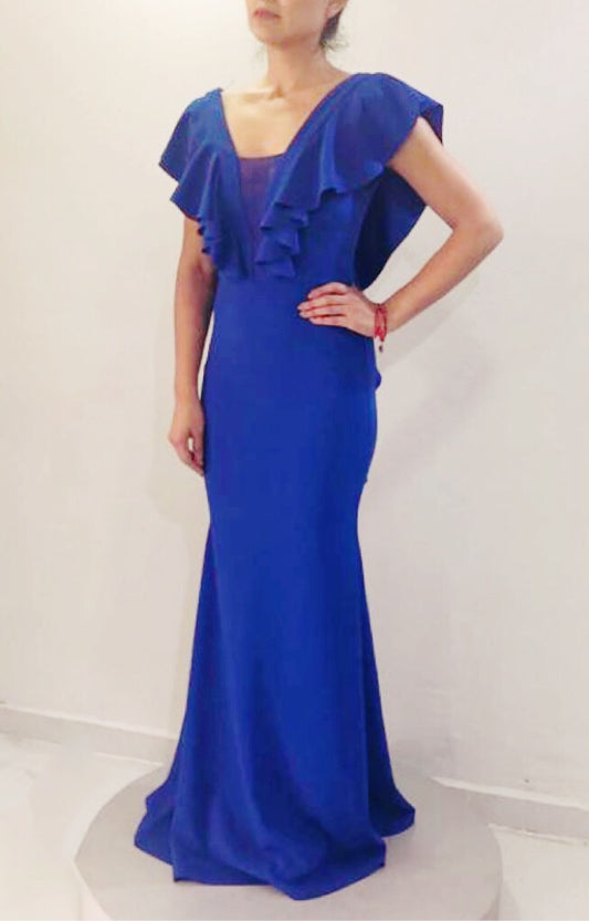 Vestido Azul Rey con Olanes Adelante y Atrás