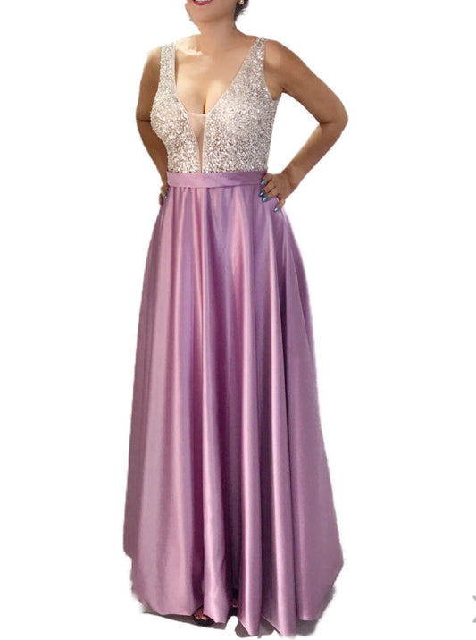 Vestido Lila con Pedrería