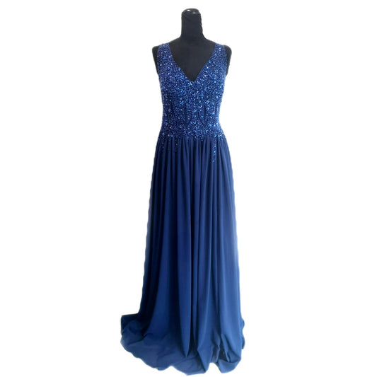 Vestido Azul Marino con Pedrería Talla Extra
